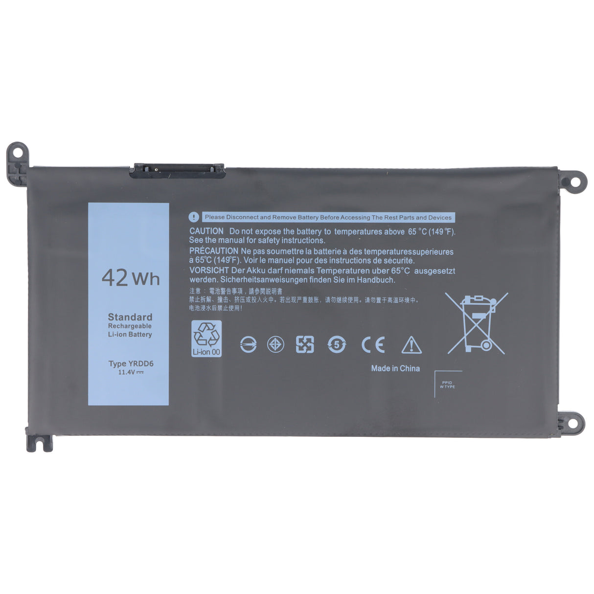 AccuCell Akku passend für Dell Inspiron 15 5584, Li-Polymer, 11,4V, 3680mAh, 42Wh