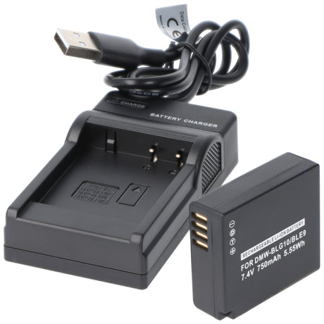 AccuCell Akku und Ladegerät kompatibel für Panasonic DMW-BLG10, DMW-BLE9, DMW-BLH7E