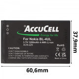 AccuCell Li-ion-Akku passend für den Nokia Akku BL-4UL und Nokia Lumia 225, Asha 225 sowie alle baugleichen