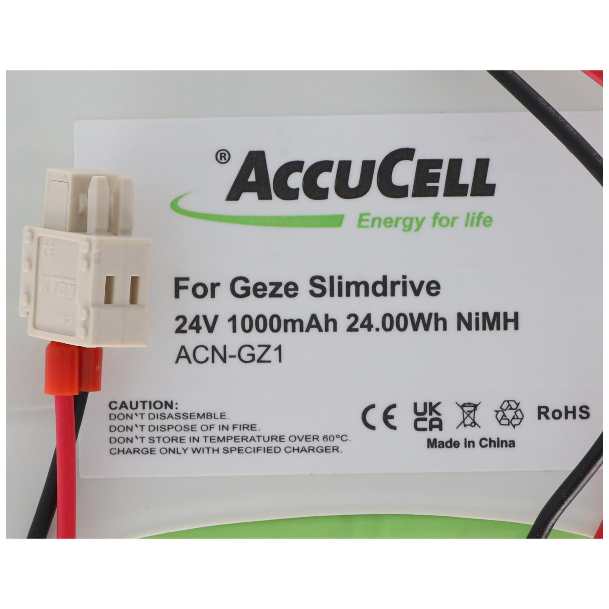 AccuCell Nachbau Akku Geze Slimdrive 24V 900mAh NiMH AkkuPack 106863, 25020