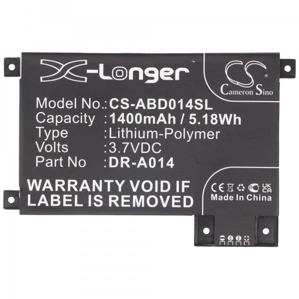 AccuCell Akku passend für Amazon Kindle Touch Akku D01200, DR-A014 3,7 Volt 1400mAh