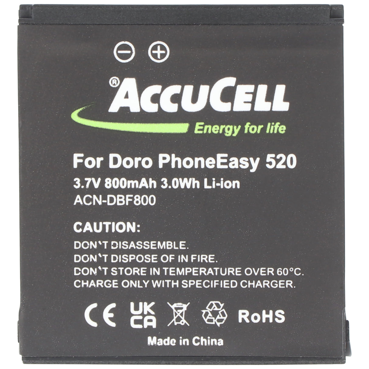 AccuCell Akku für Doro PhoneEasy 520 Akku DBF-800A, DBF-800B, DBF-800C, DBF-800D, DBF-800E 43,7x39,6x5,5mm