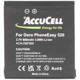 AccuCell Akku für Doro PhoneEasy 520 Akku DBF-800A, DBF-800B, DBF-800C, DBF-800D, DBF-800E 43,7x39,6x5,5mm