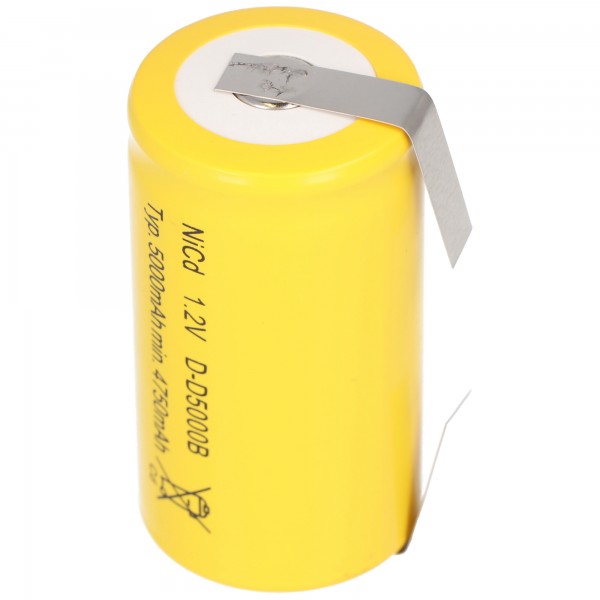 AccuCell Nachbau Akku passend für Sanyo KR-5000DEL Cadnica Mono D LR20 Akku mit Lötfahne in U-Form