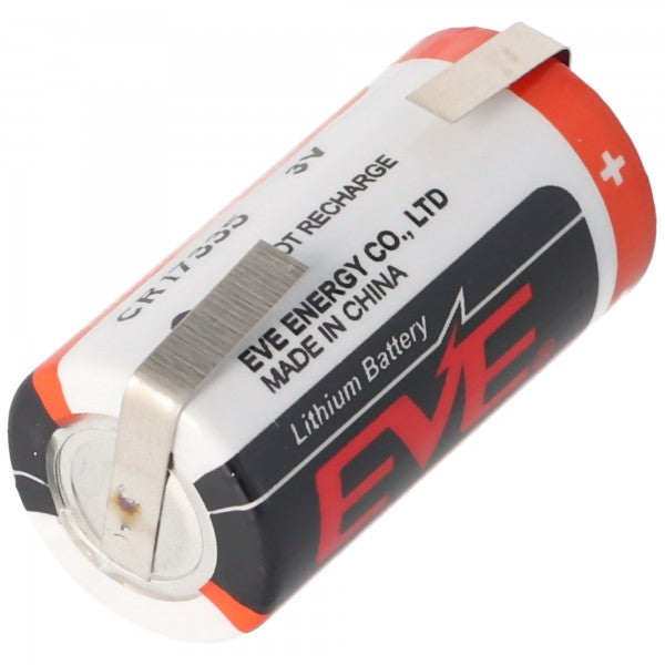 EVE CR17335 3V Lithium Batterie mit Lötfahnen oder Lötpaddel auswählbar