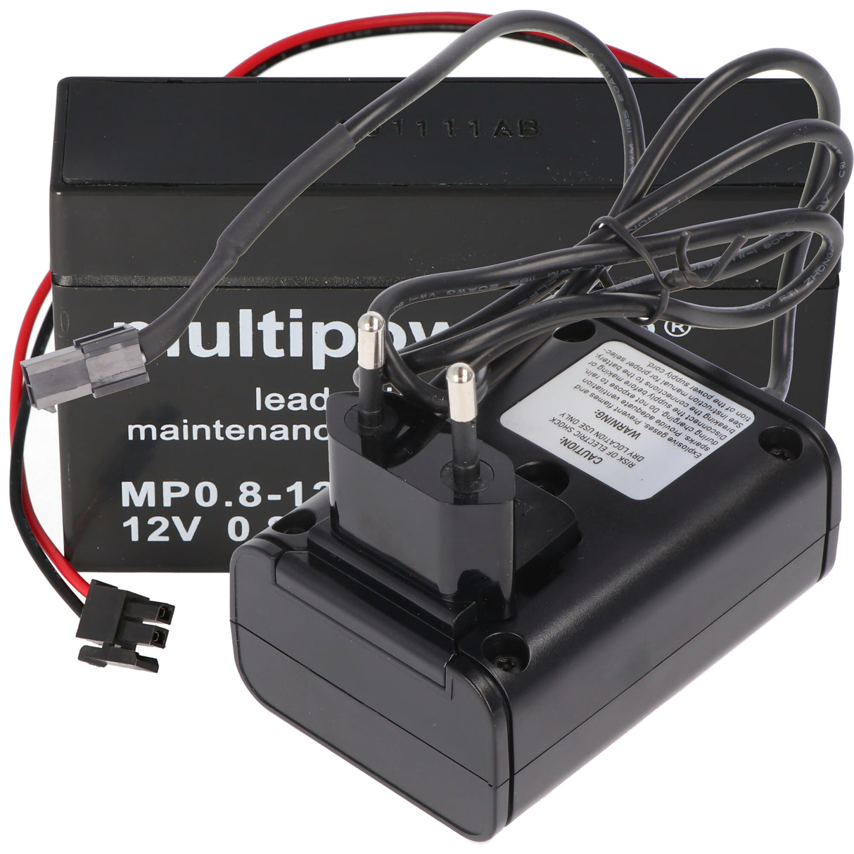 Ladegerät inklusive 1 Akku passend für den Multipower Bleiakku MP0.8-12H Heim und Haus