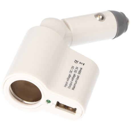 AccuCell Kfz-Ladegerät mit Buchse und USB, Weiß, Autoladegerät BH-13007, input DC 12V, output 5V, 500mA