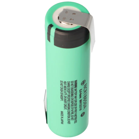 Panasonic NCR18650A 3,6V 3100mAh mit Lötfahne in Z-Form, Abmessungen 65,25x18,10 Gramm