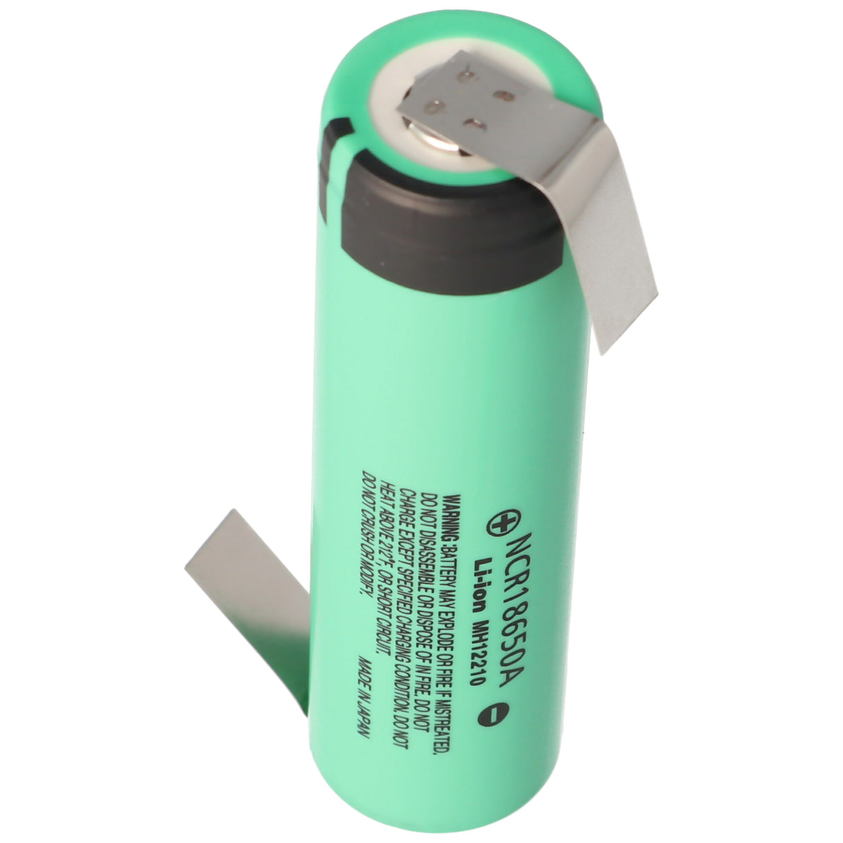 Panasonic NCR18650A 3,6V 3100mAh mit Lötfahne in Z-Form, Abmessungen 65,25x18,10 Gramm