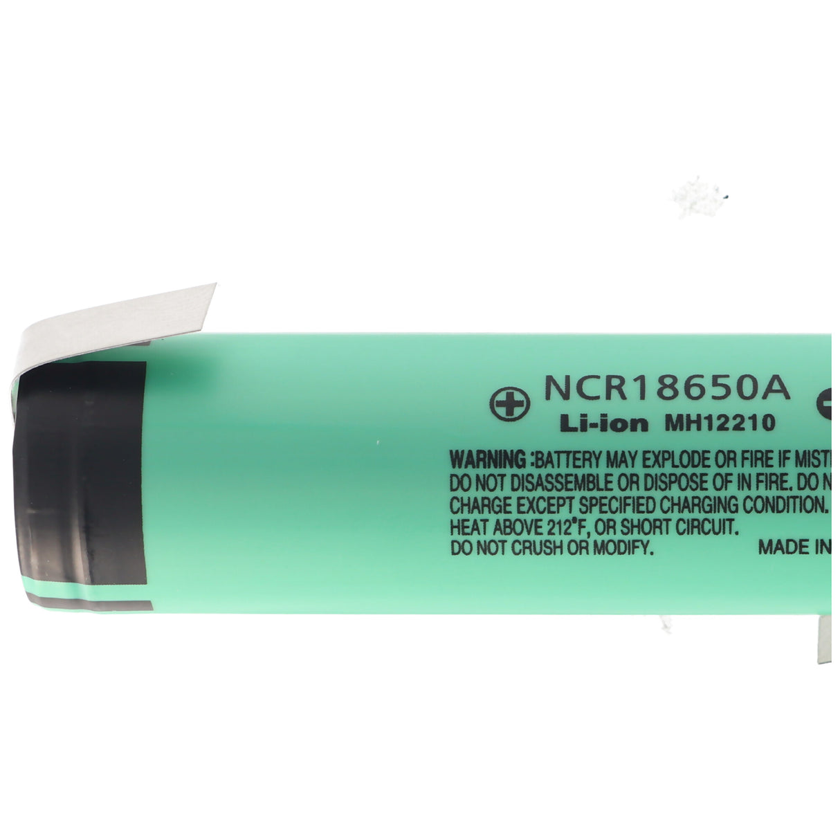 Panasonic NCR18650A 3,6V 3100mAh mit Lötfahne in Z-Form, Abmessungen 65,25x18,10 Gramm