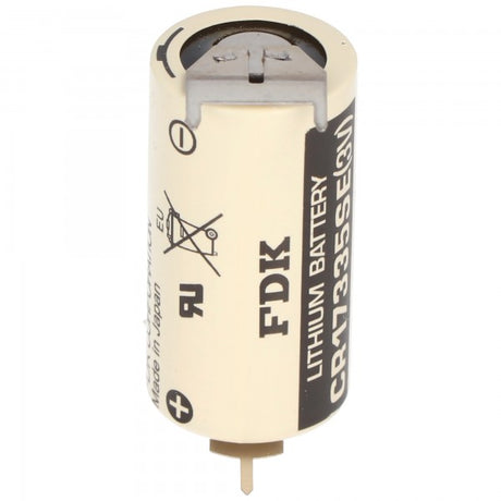 Panasonic  CR17335SE Lithium Batterie mit 3er Print Anschlüssen, 1er Print auf +Pol, 2er Print auf -Pol, Rastermaß 10mm