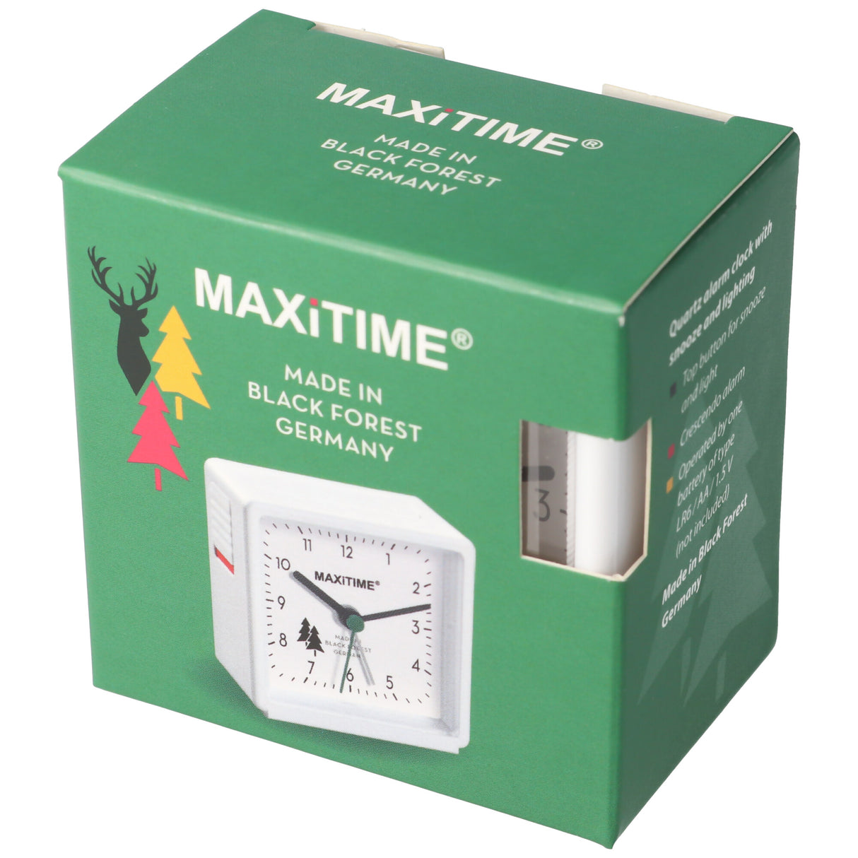 Maxitime Quarz-Wecker weiß 0950591-o, 0950591, mit weißem Gehäuse und Ziffernblatt, Made in Black Forest, Batterie nicht im Lieferumfang enthalten