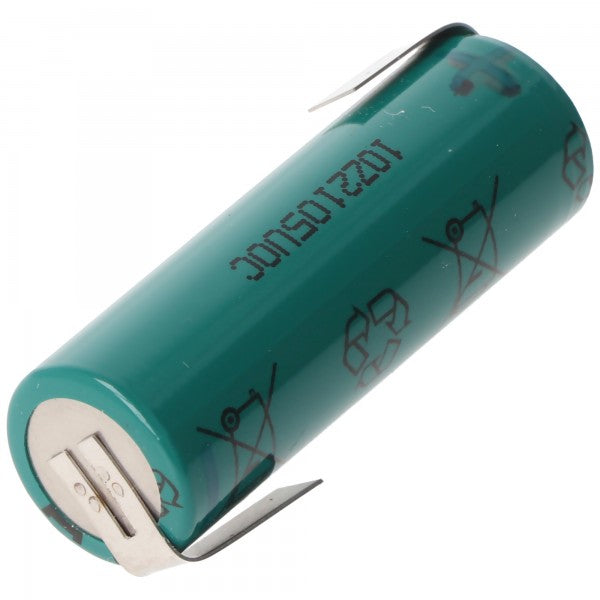 4/5AA NiMH Akku FDK 1,2 Volt 1100mAh mit Lötfahnen Z-Form, Industrieausführung Flattop 43x14,2mm