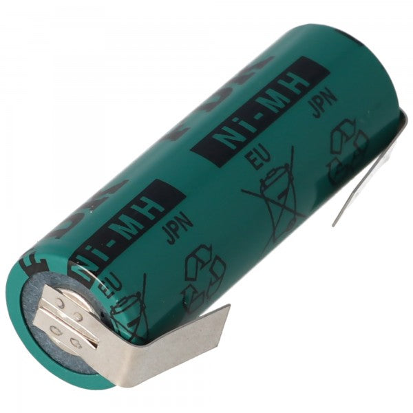 4/5AA NiMH Akku FDK 1,2 Volt 1100mAh mit Lötfahnen U-Form, Industrieausführung Flattop 43x14,2mm