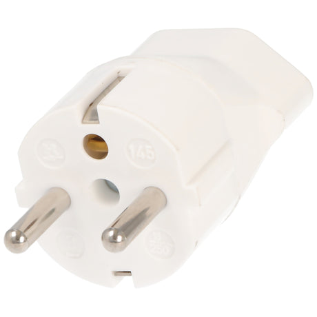 AccuCell Schweiz-Adapter weiss vom schweizer Stecker 3pin auf Schukokupplung 2pin mit Erdleiter und 10A