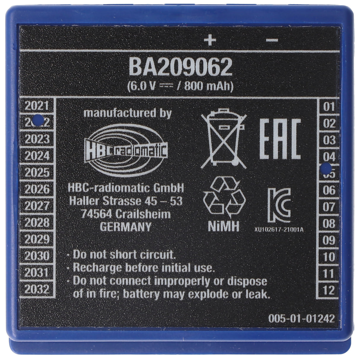 HBC Radiomatic Original-Kranakku NiMH 6V 800mAh HBC FUB9NM