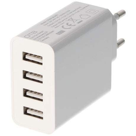 AccuCell Ladeadapter USB - 5,0A 4-Port Multiadapter mit Auto-ID - weiß