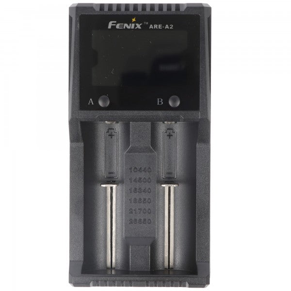 Fenix ARE-A2 Ladegerät für jeweils zwei Stück 10440, 14500, 16340, 18650, 26650, 21700 Akkus