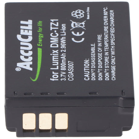 AccuCell Akku passend für Panasonic Lumix DMC-TZ1 Akku Panasonic CGA-S007, CGA-S007E, DMW-BCD10