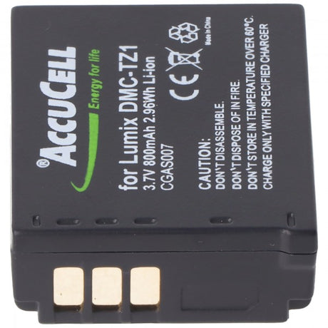 AccuCell Akku passend für Panasonic Lumix DMC-TZ3, TZ4, TZ5, CGA-S007, CGA-S007E, DMW-BCD10