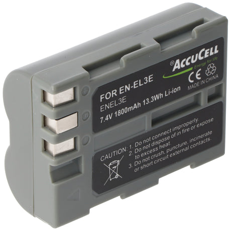 AccuCell Akku passend für Nikon EN-EL3e, D700, 1800mAh, ENEL3e, EN-EL3, EN-EL3a