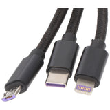 AccuCell 3IN1 USB Datenkabel passend für USB-C, iPhone, MICRO-USB Kabel 1 Meter SCHWARZ