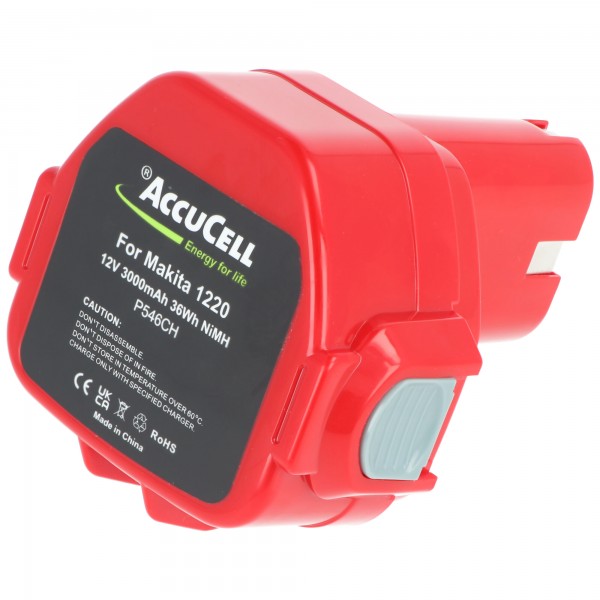 AccuCell Akku passend für Makita 1220, 1222, 1233, 1234, 1235 12V 3,0Ah, 36Wh