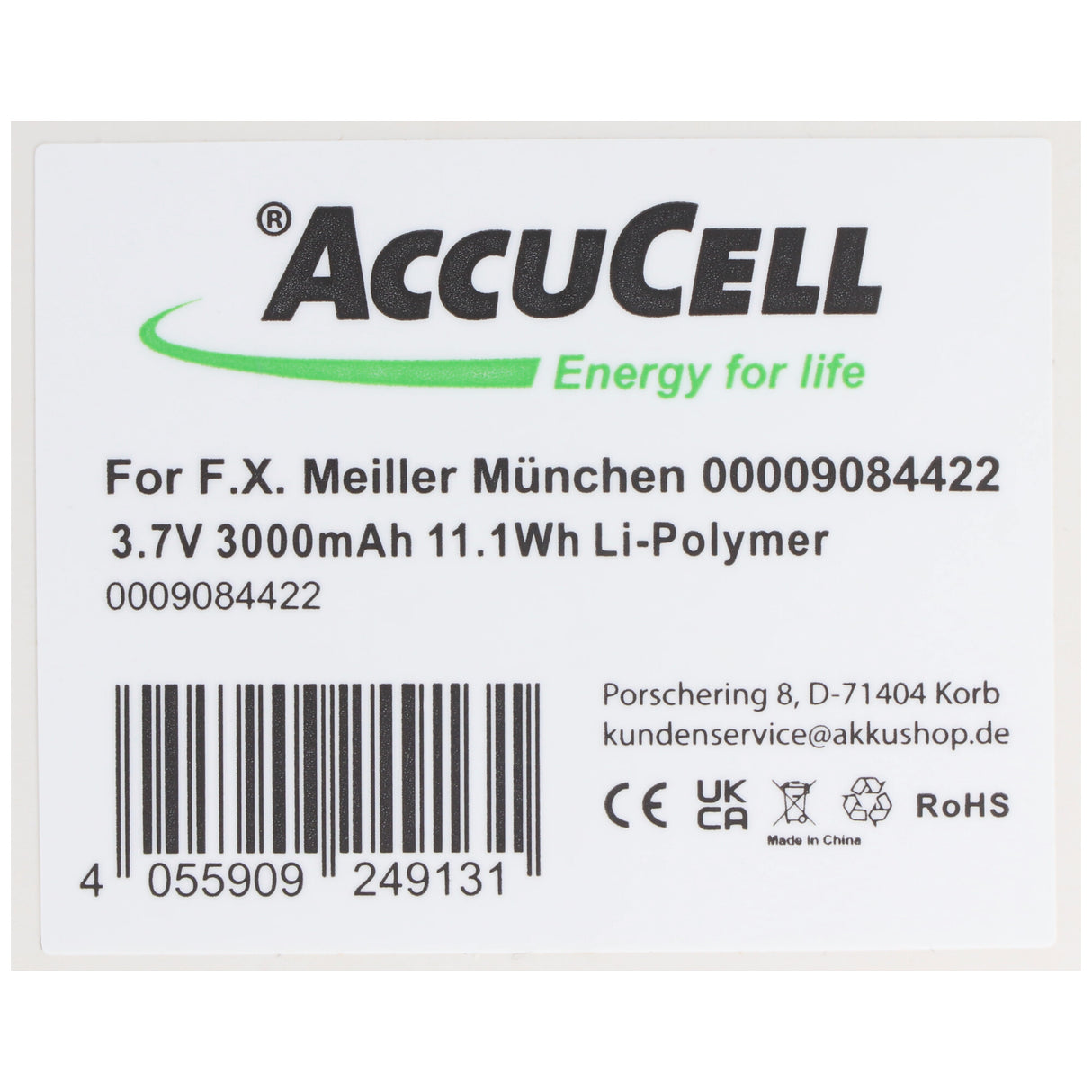 AccuCell Akku für F.X. Meiller München 0000 9084 422, 3.8 Volt, 3500mAh Li-Polymer