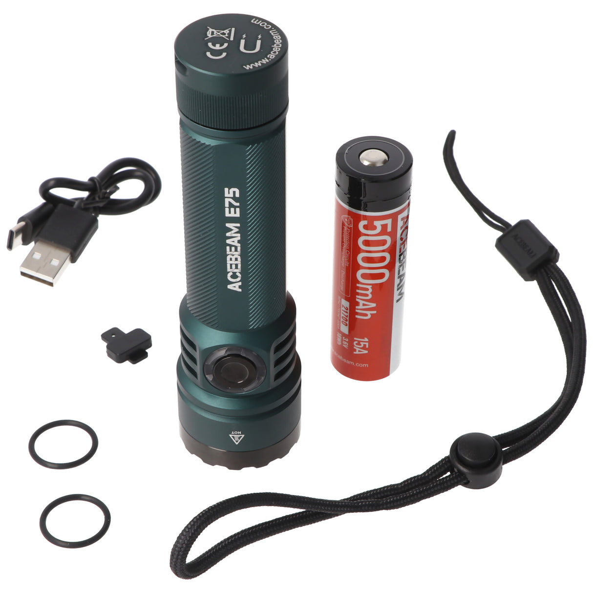 AceBeam E75 Quad Core LED Taschenlampe schwarz
