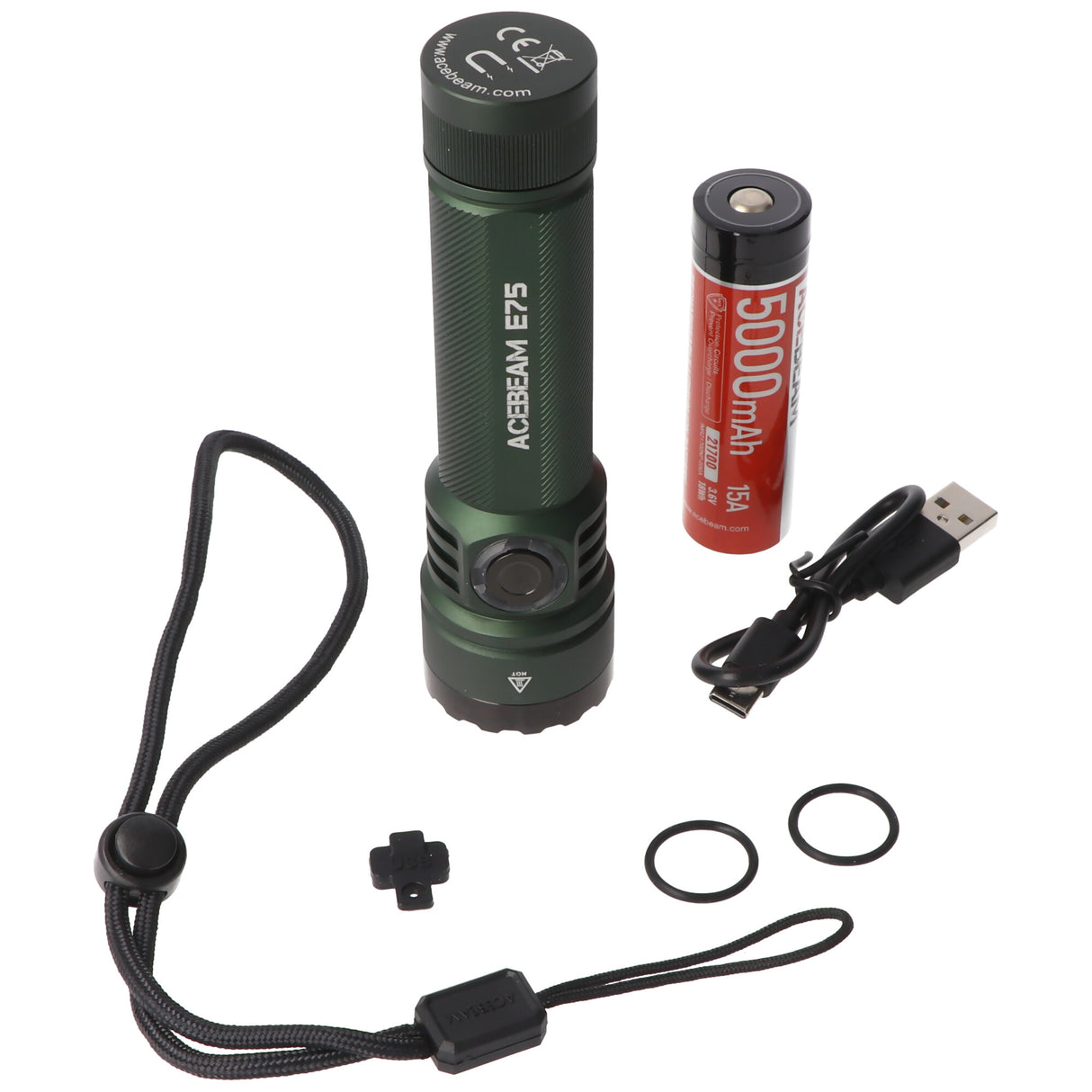 AceBeam E75 Quad Core LED Taschenlampe schwarz