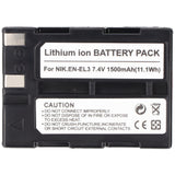 AccuCell Akku passend für Nikon EN-EL3, EN-EL3a Li-ion, 7,4V, 1500mAh, 11,1Wh