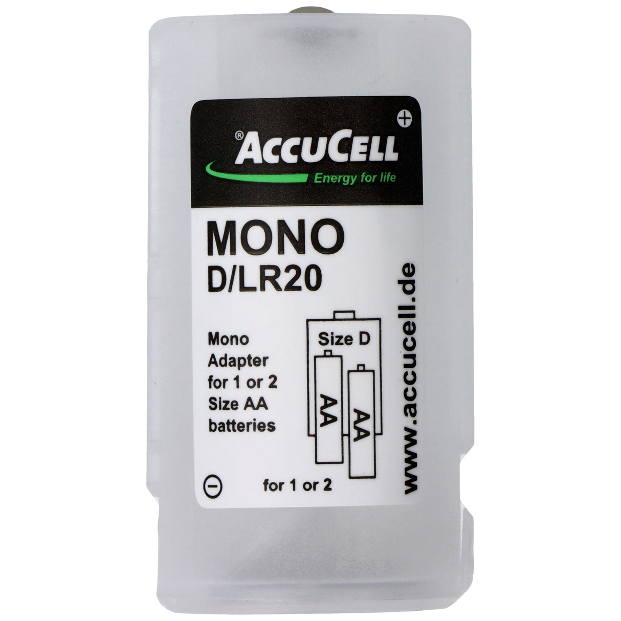 AccuCell Universal Mono D Adapter für 1 oder 2 Mignon AA Akku oder Batterien, 59,2x 32mm