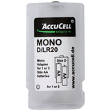 AccuCell Universal Mono D Adapter für 1 oder 2 Mignon AA Akku oder Batterien, 59,2x 32mm