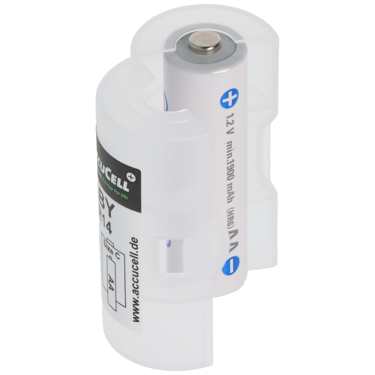 2x AccuCell Adapter C, Baby, LR14 und Panasonic eneloop 2-Pack BK-3MCDE/2BE Akku NiMH, Mignon, AA, HR06, 1.2V und 2000mAh