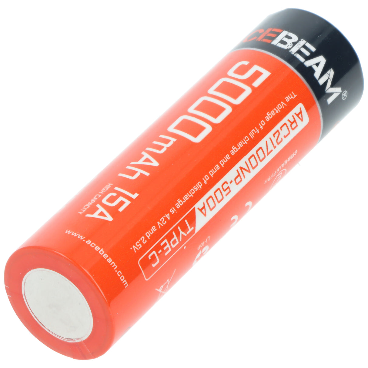 AceBeam 21700 Li-ion Akku 5000mAh, USB-C, max. Entladestrom 15A, 76,2 x 21,7mm