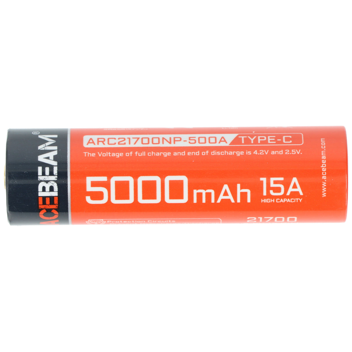 AceBeam 21700 Li-ion Akku 5000mAh, USB-C, max. Entladestrom 15A, 76,2 x 21,7mm