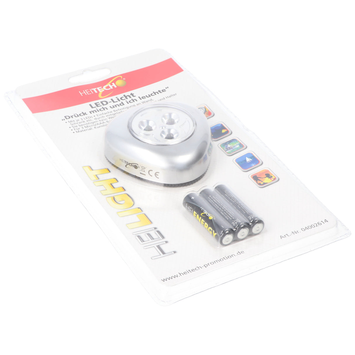 Heitech LED-Licht mit je 3 LEDs, Mini-LED Leuchte, einfache Befestigung, inklusive Batterien