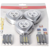 Heitech LED-Licht 3er-Set, Drück mich und ich leuchte, Mini LED-Leuchten, kabellos, inklusive Batterien