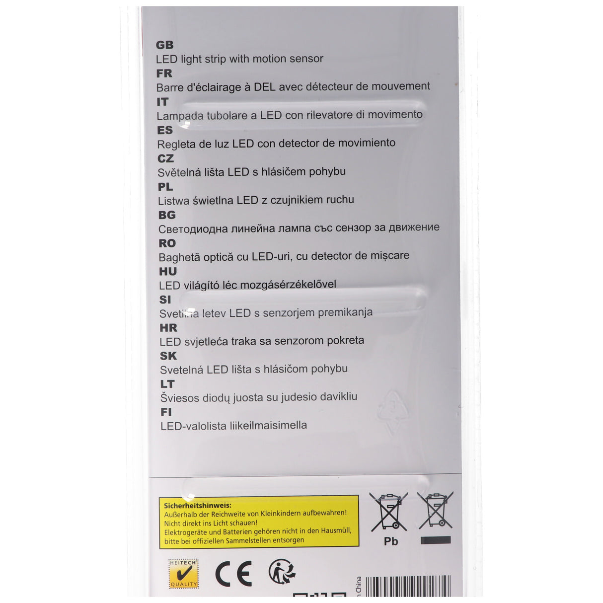 Heitech LED-Lichtleiste mit Bewegungsmelder, batteriebetriebene Lichtleiste, kabellos, inklusive 3x Mignon AA Batterien