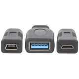 Heitech Adapter 3-er Set für Micro-USB und Mini-USB auf USB-C Stecker