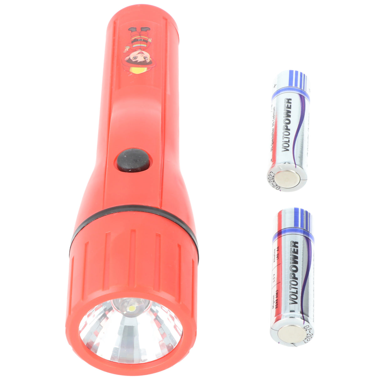 AccuCell LED Kindertaschenlampe im tollen Feuerwehrmann Design, einfach zu bedienen, nur 135 Gramm schwer, Lieferung erfolgt mit 2x AA Batterien