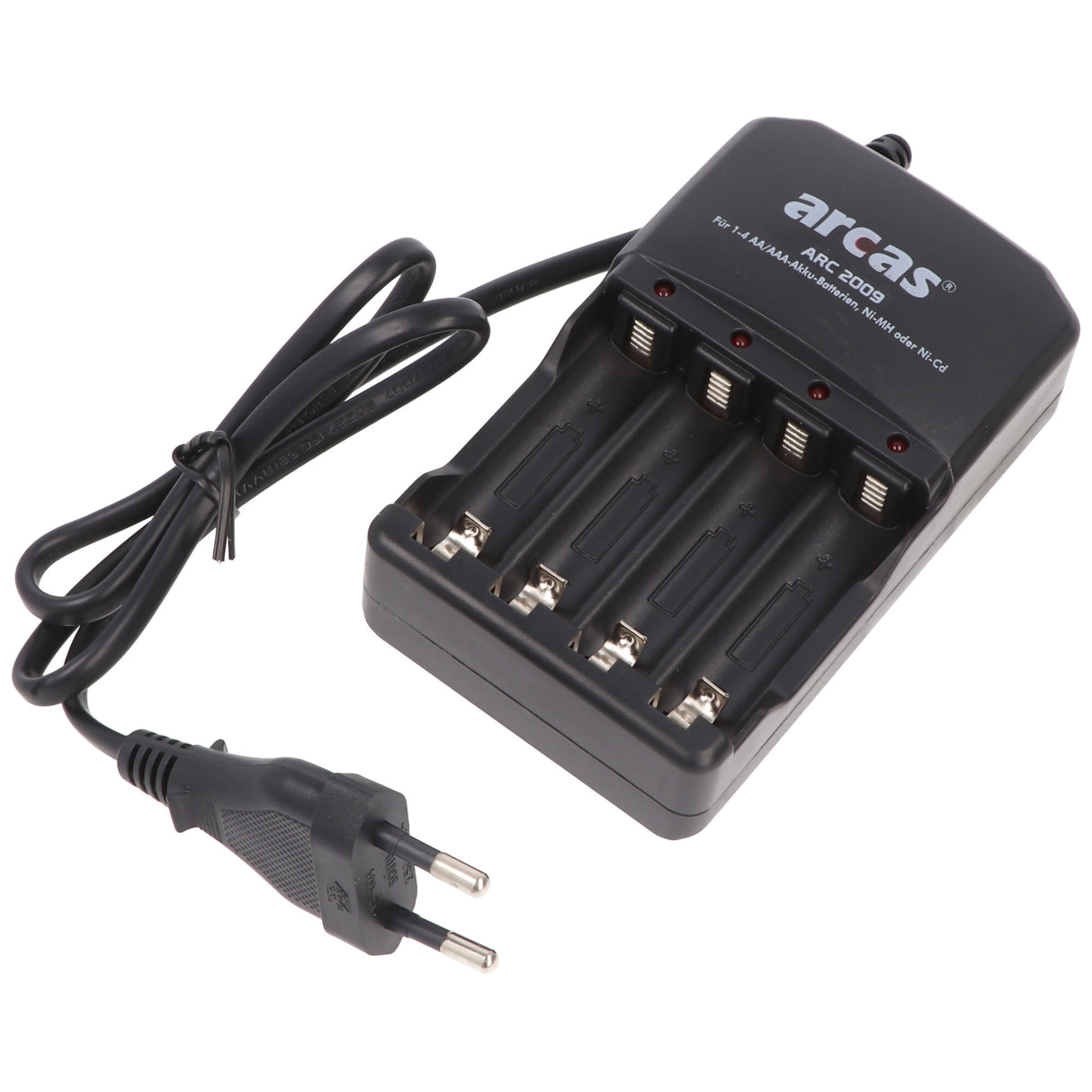 Arcas Ladegerät inklusive 4 Mignon AA NiMH Akkus mit 2700mAh zum Sparpreis