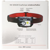 Arcas 9 Watt Sensor Kopflampe, LED Stirnlampe, 6 Beleuchtungsmodi, Nylon-Kopfband, wiederaufladbar per USB-C