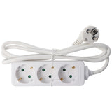 Arcas Steckdosenleiste 3-fach ohne Schalter, ideal für Winkelstecker und Schuko Stecker, weiß