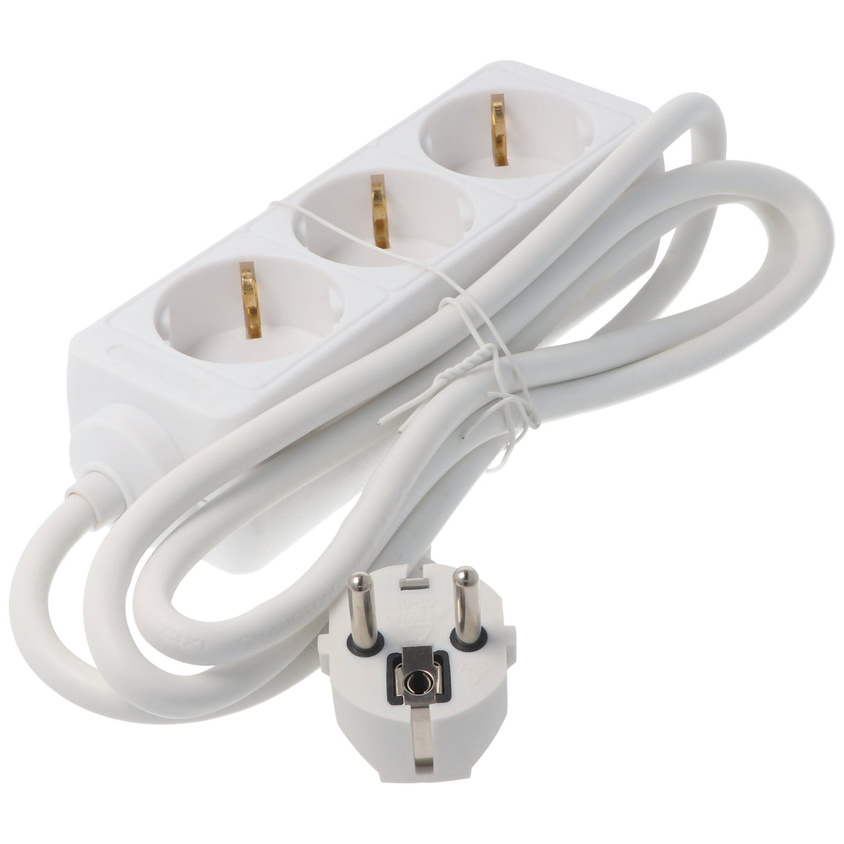 Arcas Steckdosenleiste 3-fach ohne Schalter, ideal für Winkelstecker und Schuko Stecker, weiß