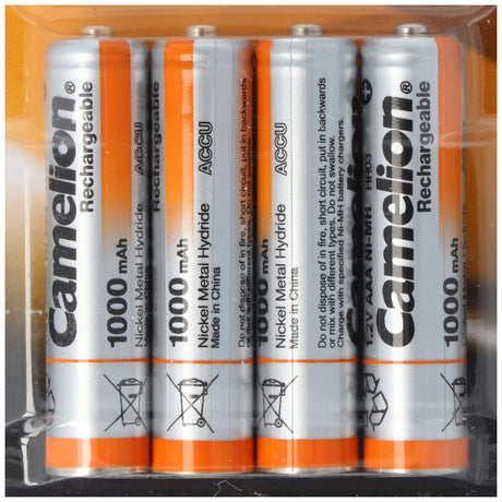 Camelion AAA, Micro, LR03, HR04, NiMH Akku mit bis zu 1000mAh, 4er Blisterverpackung