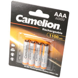 Camelion AAA, Micro, LR03, HR04, NiMH Akku mit bis zu 1100mAh in 4er Blisterverpackung, Abmessungen 44,2x10,2mm