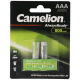 Camelion AAA, Micro LR3, HR03, NiMH Akku mit 800mAh in 2er Blisterverpackung, Always Ready mit geringer Selbstentladung, Ready to Use Akku