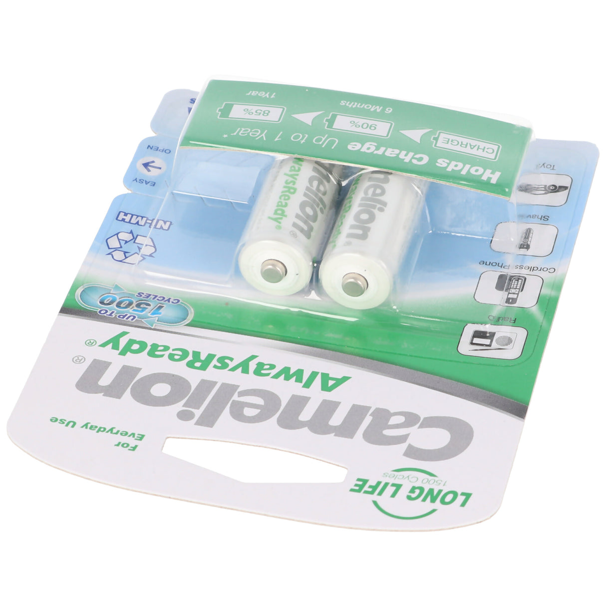 Camelion AA, Mignon LR6, HR6, NiMH Akku mit 1,2V 800mAh in 2er Blisterverpackung, Always Ready mit geringer Selbstentladung, Ready to Use Akku
