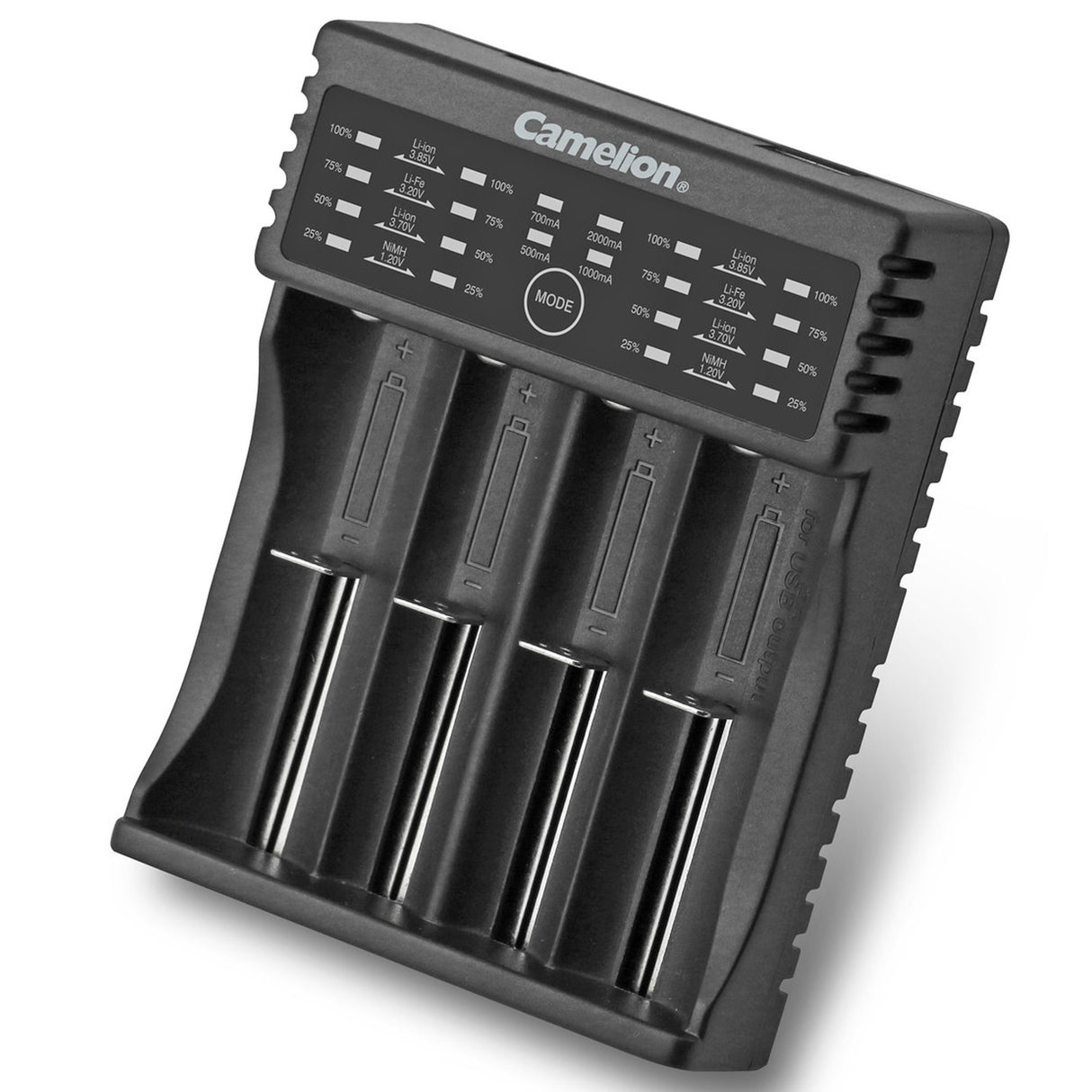 Camelion Universal-Ladegerät lädt Akku Ni-MH 1,2V, Li-Fe 3,2V, Li-Ion 3,7 bis 3,85V Akkus